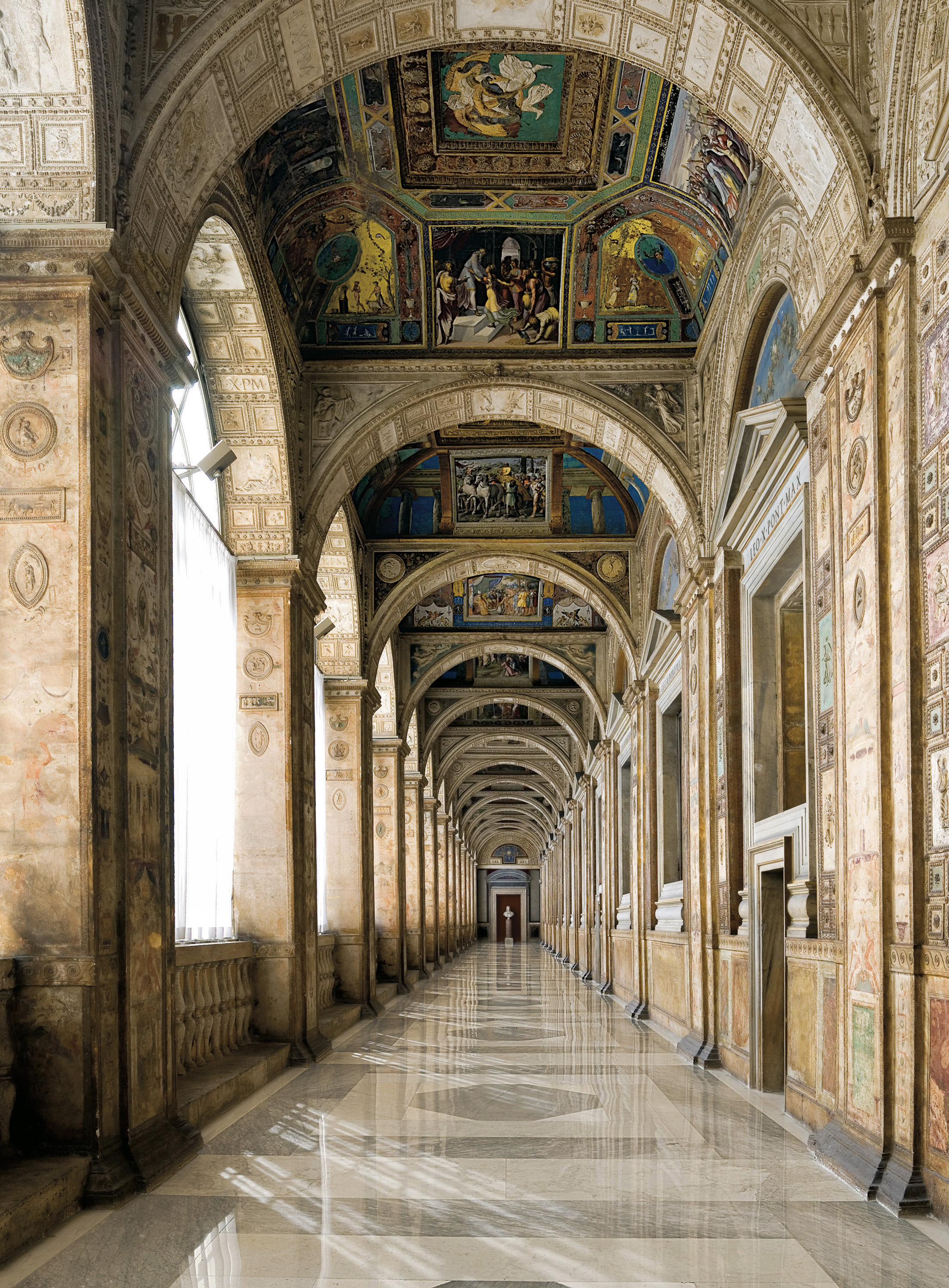 A view of the west wing of the second loggia, or second floor, of the Apostolic Palace, also known as the Hall of Raphael, decorated in the 16th century from designs by the High Renaissance painter Raphael. | Credit: A. Bracchetti/Vatican City State Governorate/Vatican Museums Directorate
