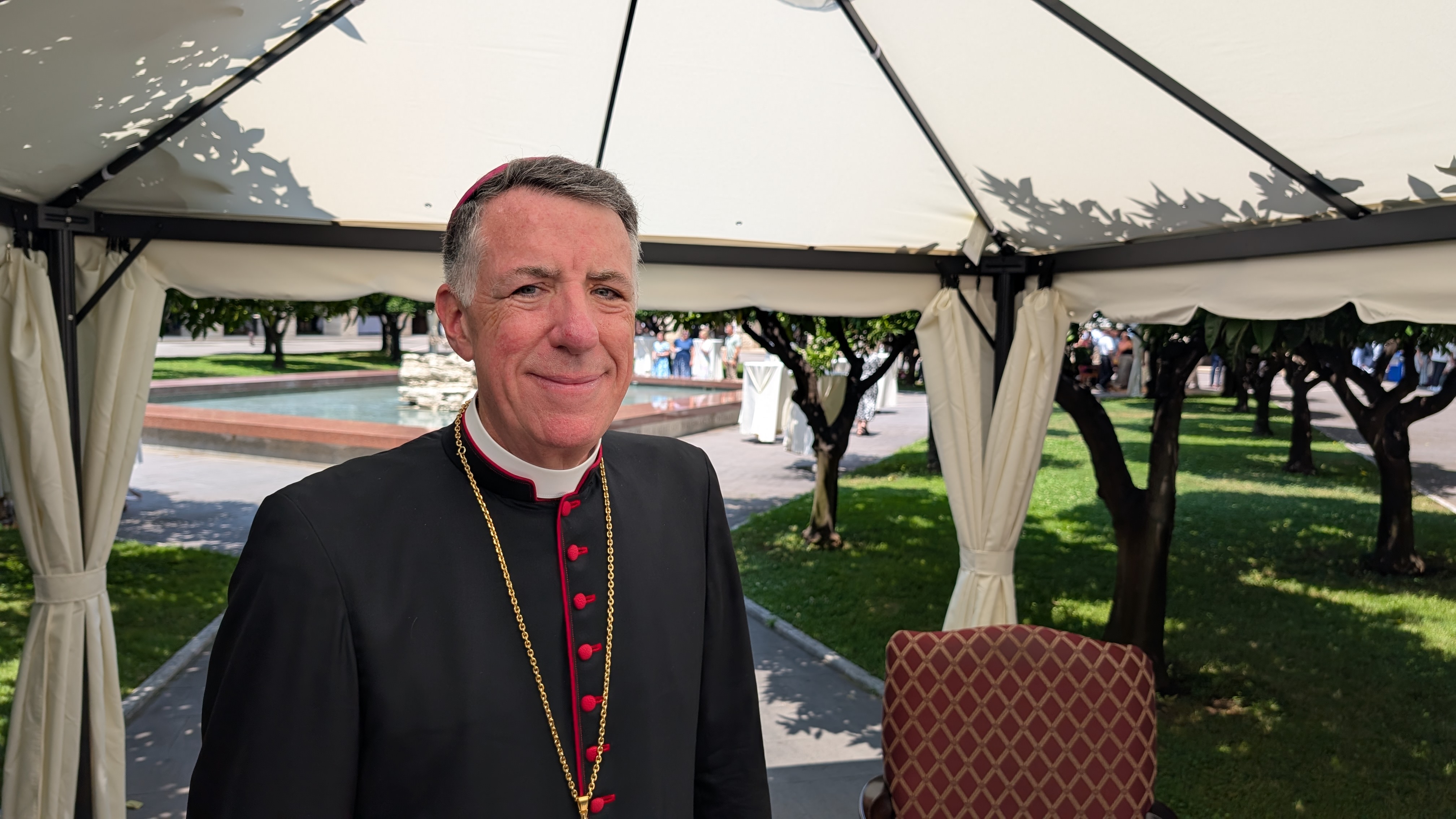 Archbishop James Checchio of New Orleans in the courtyard of the Pontifical North American College in Rome on June 29, 2026. | Credit: Ishmael Adibuah/EWTN News